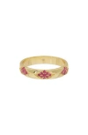 Covet Pink Cz Band Ring In Pink/gold