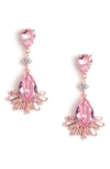 Covet Pink Deco Cz Drop Earrings In Pink