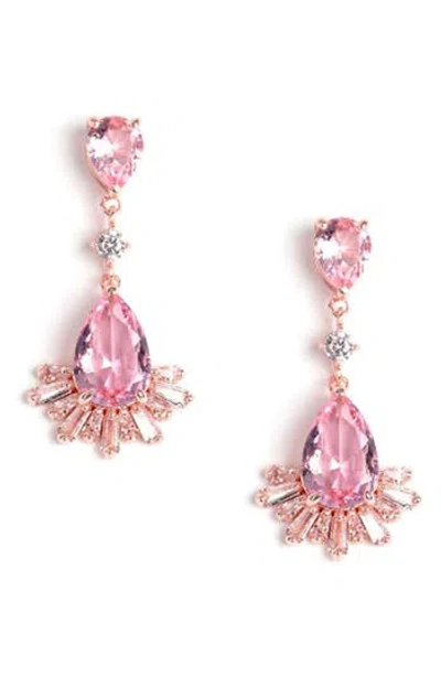 Covet Pink Deco Cz Drop Earrings