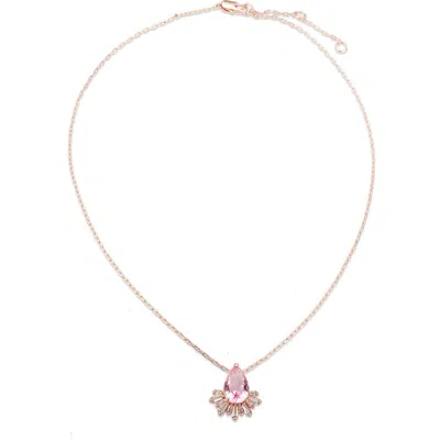 Covet Pink Deco Cz Pendant Necklace
