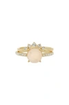 Covet Pink Mother Of Pearl & Cz Ring Stack Set In Pink/gold