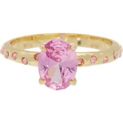 Covet Pink Oval Cz Ring In Pink/gold
