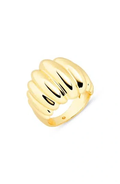 Covet Ridged Band Ring In Gold