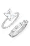 Covet Set Of 2 Baugette Band Rings In Metallic