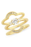 Covet Set Of 3 Cz Nesting Rings In Clear/gold