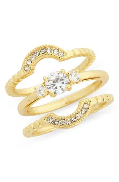 Covet Set Of 3 Cz Nesting Rings In Clear/gold