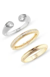 Covet Set Of 3 Mixed Rings In Two Tone