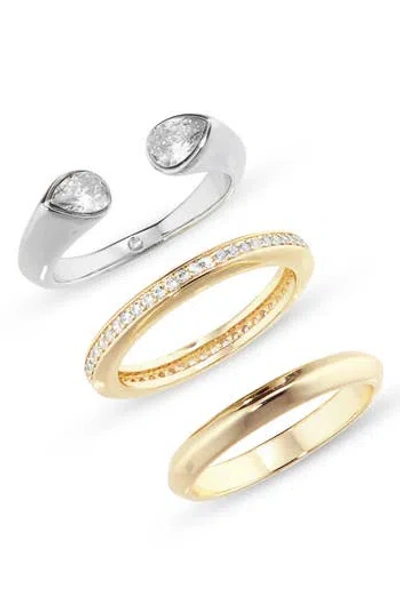 Covet Set Of 3 Mixed Rings In Gold