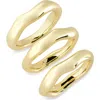 Covet Set Of 3 Molten Stackable Rings In Gold