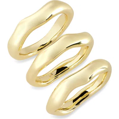 Covet Set Of 3 Molten Stackable Rings In Gold