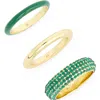 Covet Set Of 3 Pavé Crystal & Enamel Stackable Rings In Multi
