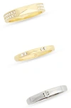 Covet Set Of 3 Two-tone Pyramid Band Rings