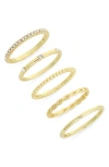 Covet Set Of 5 Cubic Zirconia Band Rings In Gold