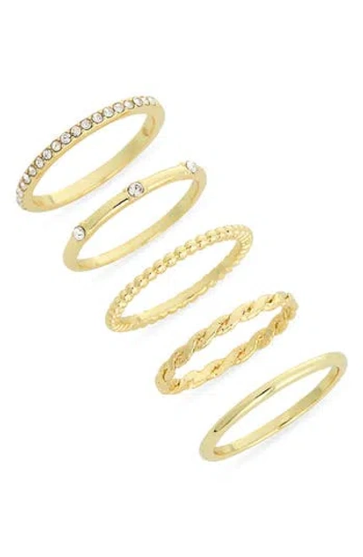 Covet Set Of 5 Cubic Zirconia Band Rings In Gold