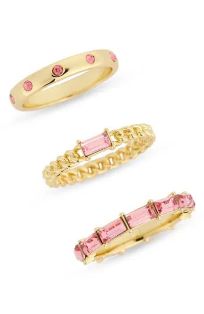 Covet Set Of Three Cz Rings In Pink