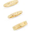 Covet Set Of Three Studs And Stars Rings In Gold