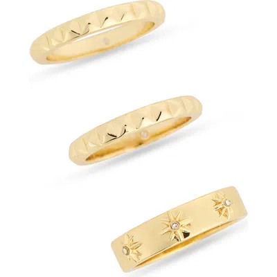 Covet Set Of Three Studs And Stars Rings In Gold