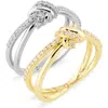 Covet Set Of Two Stackable Knot Ring Set In Gold Rhodium