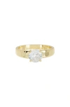 COVET COVET SOLITAIRE TEXTURED BAND RING