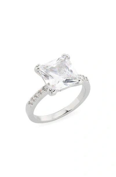 Covet Square Solitaire Engagement Ri In Rhodium