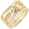 Covet Tied Knot Crystal Pavé Band Ring In Gold