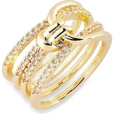 Covet Tied Knot Crystal Pavé Band Ring In Gold
