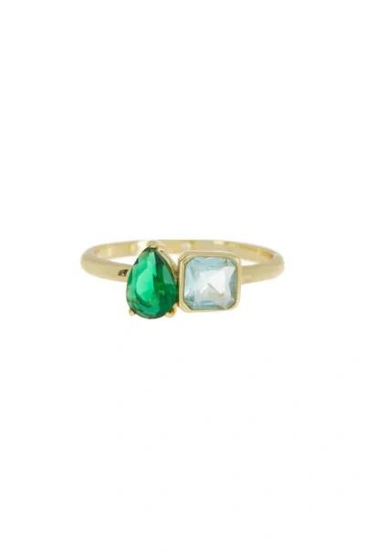 Covet Toi Et Moi Mixed Stone Ring In Green
