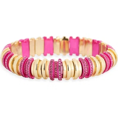 Covet Two-tone Ombré Cubic Zirconia Stretch Bracelet In Pink