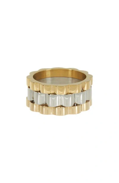 Covet Watch Two-tone Band Ring In Gold