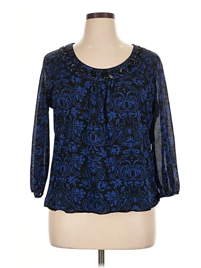 Pre-owned Covington 3/4 Sleeve Blouse In Blue