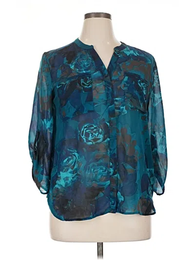 Pre-owned Covington 3/4 Sleeve Blouse In Blue