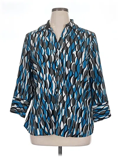 Pre-owned Covington 3/4 Sleeve Blouse In Blue