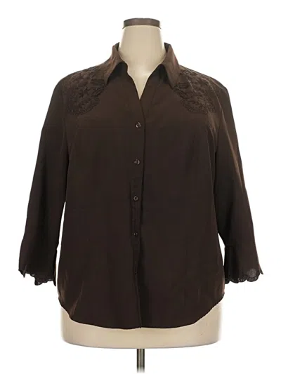 Pre-owned Covington 3/4 Sleeve Blouse In Brown