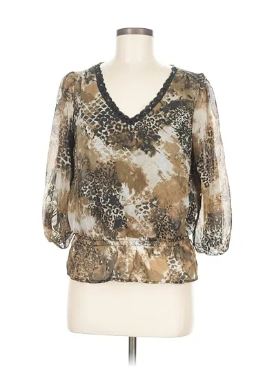 Pre-owned Covington 3/4 Sleeve Blouse In Gold