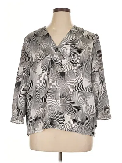 Pre-owned Covington 3/4 Sleeve Blouse In Gray