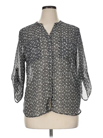 Pre-owned Covington 3/4 Sleeve Blouse In Gray