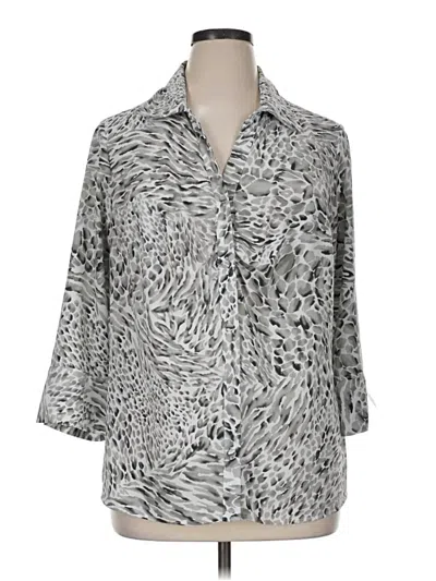 Pre-owned Covington 3/4 Sleeve Blouse In Silver