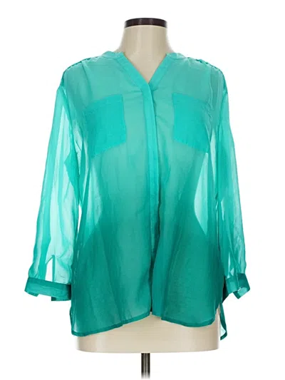 Pre-owned Covington 3/4 Sleeve Blouse In Teal