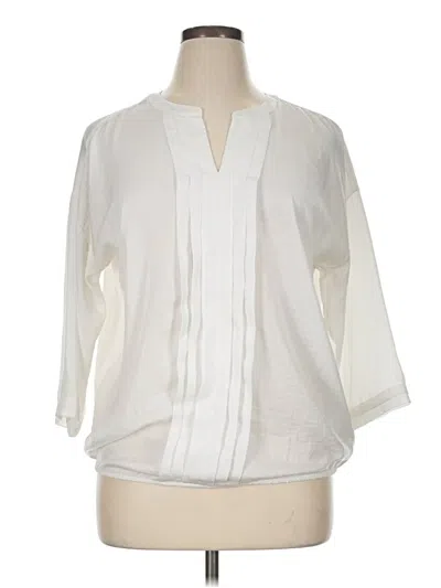 Pre-owned Covington 3/4 Sleeve Blouse In White