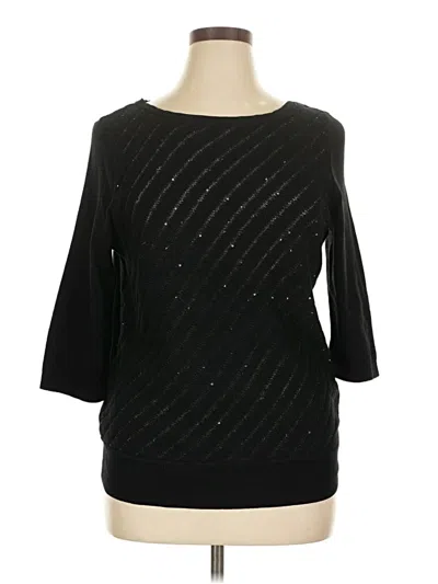 Pre-owned Covington 3/4 Sleeve Top Black Boatneck Tops