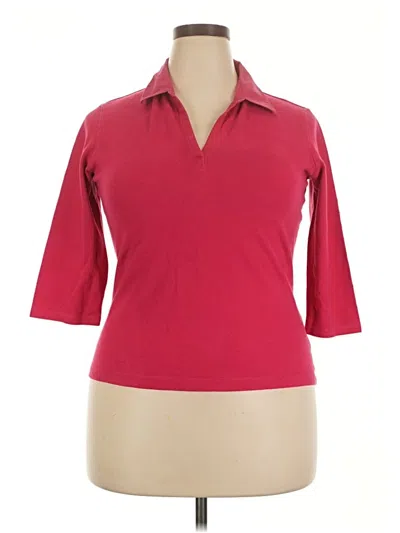 Pre-owned Covington 3/4 Sleeve Top Burgundy Open Neckline Tops
