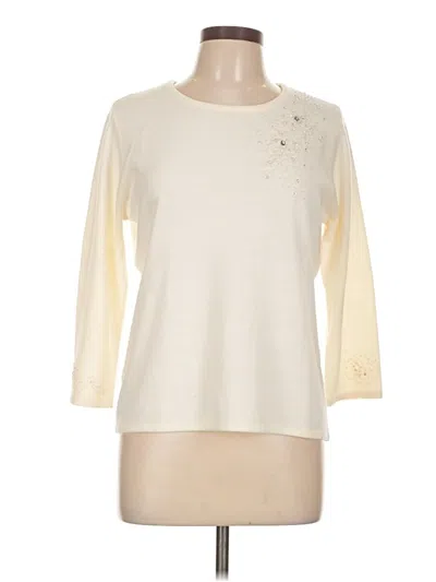 Pre-owned Covington 3/4 Sleeve Top Ivory Crew Neck Tops In White