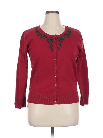 Pre-owned Covington Cardigan Sweater In Burgundy