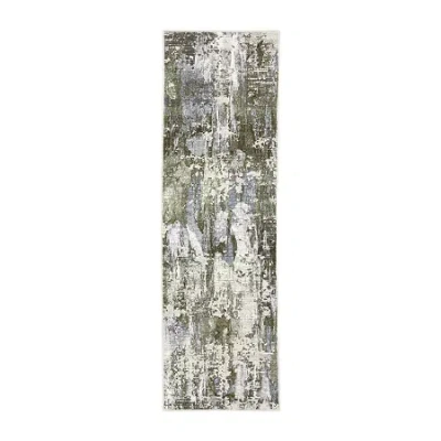 Covington Home Caracas Distressed Abstract 27"x90" Indoor Rectangular Runner In Green