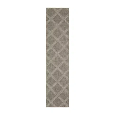 Covington Home Carina Woven Diamonds 24"x90" Indoor Outdoor Rectangular Runner In Gray