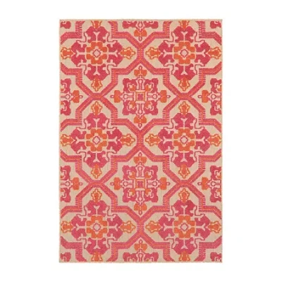 Covington Home Celestia Mixed Pile Floral Indoor Outdoor Rectangular Area Rug In Pink