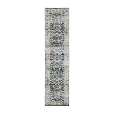 Covington Home Chelsea Distressed Oriental Washable 2'x8' Indoor Rectangular Runner In Blue