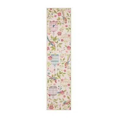 Covington Home Florentina Botanical Bird Cages 24"x96" Indoor Outdoor Rectangular Runner In Pink