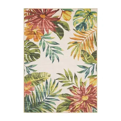 Covington Home Florentina Tropical Floral 42"x66" Indoor Outdoor Rectangular Runner In Sand