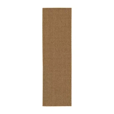 Covington Home Kehlani Basket Weave 2'3"x7'6" Indoor Outdoor Rectangular Runner In Brown